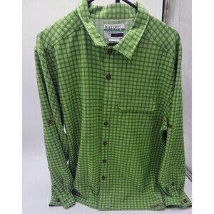 Exofficio Buzz Off Shirt Men's Med Green Plaid Insect Shield Vented Long Sleeve